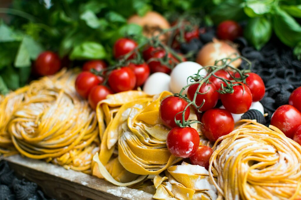 fresh pasta with vegetables